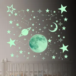 Walplus Glowing Night Sky Stars And Moon Vinyl Wall Sticker Decorations