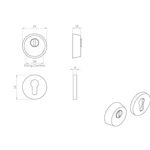 4 Star Security Escutcheons Set Suits BS Euro Cylinder Locks Satin Steel