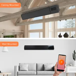 Mirrorstone 1200w Helios Wi-Fi Remote Controllable Infrared Bar Heater In Black Fin, Wall/Ceiling Mount, Indoor Electric Heater