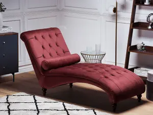 Velvet Chaise Lounge Burgundy MURET