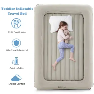 Costway Inflatable & Portable Kids Bed w/ Removable 2 Sides Mattress