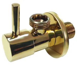 Gold Brass 1/2" x 1/2" BSP Basin Hose Valve Water Tap Cut-Off Long Lever