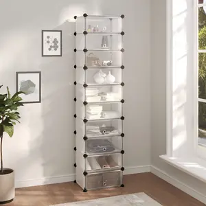 Berkfield Shoe Rack Transparent 44x32x174 cm PP