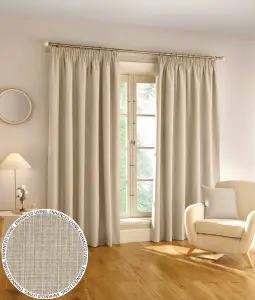 Enhanced Living 100% Blackout Thermal Natural Linen Look Tape Top Curtains  Pair 46 x 54 inch (117x137cm)