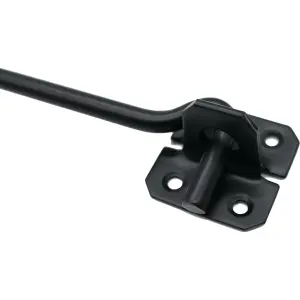 EAI Long Cabin Hook Strong Hold Back Gate or Door Hook Wire Pattern Steel - 150mm - Black