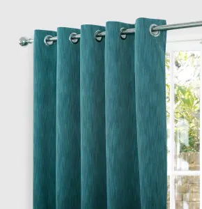 Home Curtains Rossi Blackout Lined 45w x 54d" (114x137cm) Teal Eyelet Curtains (PAIR)