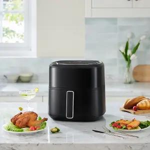 6L Black Air Fryer with Smart Touch Display and Timer 1400W