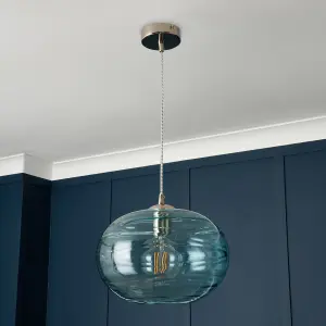 Litecraft Visconte Sarno Blue Tint Oval Ceiling Pendant