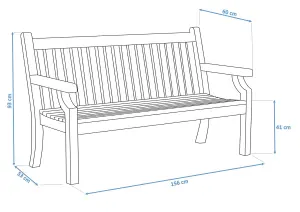 Winawood Sandwick 3 Seater Wood Effect Bench - Stone Grey