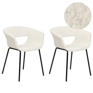 Set of 2 Dining Chairs ELMA Boucle Off-White