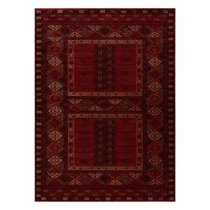 Wool carpet KASHQAI 4346 300 oriental, geometric claret  160x240 cm