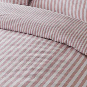 Brushed Cotton Stripe Duvet Cover Set Pink / King Duvet Cover + 2 Standard Pillowcases