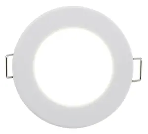 Luceco Matt White Fixed LED Fire-rated Warm white Downlight 5W IP65, Pack of 6