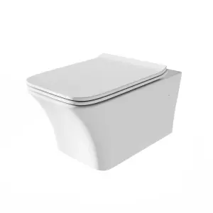 Elysium White Ceramic Wall Hung Toilet with Anti Bacterial Glaze & Soft Close Toilet Seat