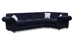 Windsor Midnight Large Corner Sofa - Brown Feet