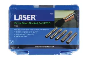 Laser 7823 5pc Extra Deep Socket Set 3/8" Drive 6pt 15-19mm