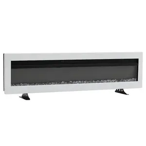 White Electric Fire Wall Mounted or Inset Fireplace 9 Flame Colors with Freestanding Leg 60 Inch