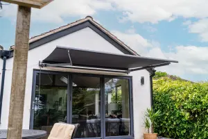 3 x 2.5m Electric Awning with LED Lights - Dark Grey