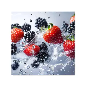 Splash of Freshness: Berries in Water Premium Glass Kitchen Splashback W900mm x H650mm