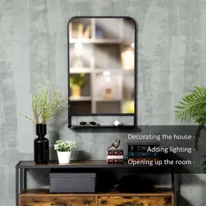 HOMCOM Rectangle Wall Mirror with Shelf 86 x 53 cm, for Living Room, Bedroom