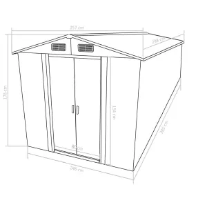 Berkfield Garden Shed 257x298x178 cm Metal Green