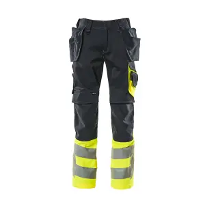 Mascot Safe Supreme Trousers with Holster Pockets (Dark Navy/Hi-Vis Yellow)  (46.5) (Leg Length - Regular)