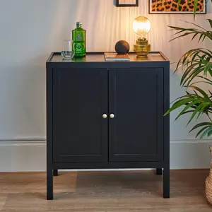 Olessja 2 Door Sideboard in Noir Black