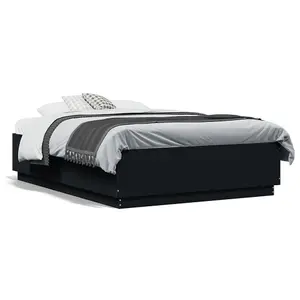 Berkfield Bed Frame with LED without Mattress Black 135x190 cm Double