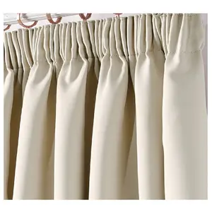 Fiffer Polyester Blackout Pinch Pleat Curtain Pair Cream / 117 x 183 cm