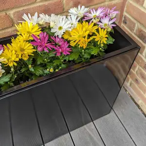 80cm Long Zinc Platinum Black 60cm Tall Trough Planter