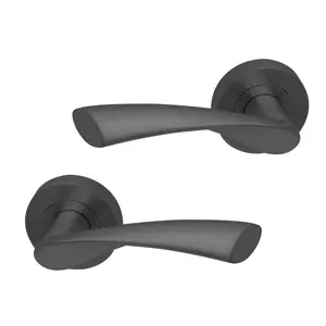 Intelligent Hardware - Internal Door Handle - Pair - Lever on Round Rose - Zeta - Metal Grey