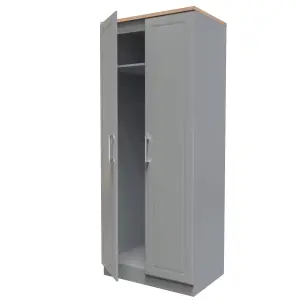 Kent Ready assembled Traditional Matt dusk grey & oak Large Double Wardrobe (H)1825mm (W)740mm (D)530mm