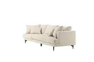 3 - 4 Seats Sofia Sofa , Black Steel Legs / Beige Velvet Sofa