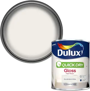 Dulux Quick Dry Gloss Wood And Metal Paint- Pure Brilliant White 750ml