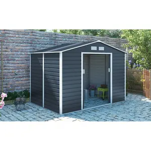  9.1 ft. W x 10.5 ft. D Metal Pent Garden Shed Grey