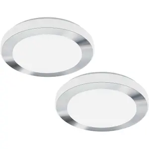 2 PACK Wall Flush Ceiling Light Colour White Chrome Shade White Plastic LED 16W