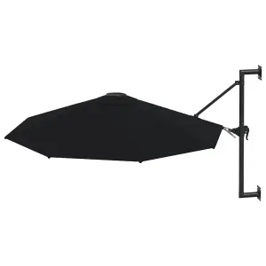 Berkfield Wall-Mounted Parasol with Metal Pole 300 cm Black