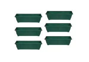 6 x 60cm Slim Plastic Venetian Window Box Trough Planter Pot Green Colour