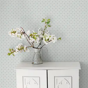 Galerie Apelviken Blue White Gold Small Trellis Smooth Wallpaper