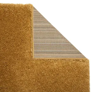 Modern Easy to Clean Gold Plain Shaggy Rug for Dining Rug-60cm X 120cm