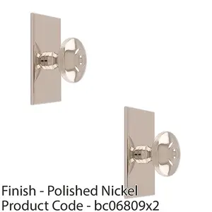 2 PACK - 38mm Round Cabinet Door Knob & 76x40mm Matching Backplate Polished Nickel Handle