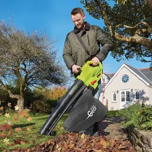 Leaf Blower Vacuum & Shredder Mulcher, Electric 3 in 1, Variable Speed with Large 45L Capacity Collection Bag, 10m Cable, 3500W