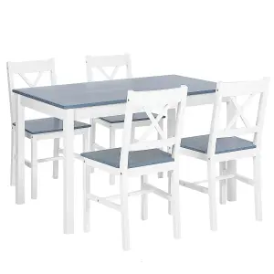 Beliani Scandinavian Wooden Dining Set White MOANA