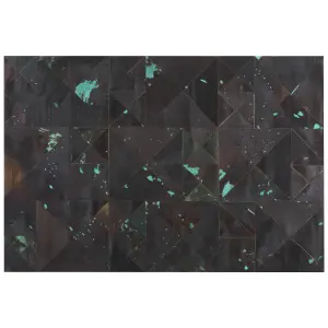 Cowhide Area Rug 160 x 230 cm Brown with Turquoise ATALAN