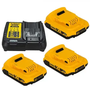 3 x Dewalt DCB183 2.0ah 18v XR Lithium Ion Battery + DCB115 Charger Power Pack