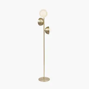 Brass Metal and White Orb Dome Floor Lamp