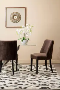 Interiors by Premier Brown Velvet Dining Chair, Occassional Chair for Living Room, Upholstered Velvet Chair with Curved Back