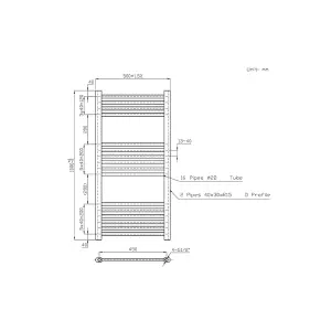 Rinse Modern Bathroom Heated Towel Rail Ladder Radiator 1000x500mm Straight for Bathroom Kitchen Chrome