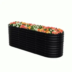 Anthracite Oval Garden Three-grid Metal Raised Bed Galvanized Raised Planter Box Outdoor Raised Garden Bed Kit