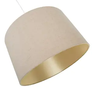 Modern Designer Taupe Textured Linen Lampshade with Inner Champagne Satin Fabric